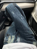 WIAOFELLAS  -  Vintage Appliques High Waist High Street Blue Straight Jeans Pants Korean Fashion Men Wide Leg Baggy Denim Trouser