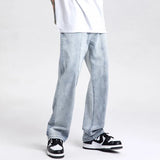 Wiaofellas Men's Jeans Fashion Simple Retro Men's Tide Brand Jeans Loose Casual Straight Trousers S-3XL