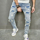 Wiaofellas Autumn Men Stylish Hip Hop Ripped Patch Skinny Jeans Pants For Men's Holes Distressed High Quality Jogging Male Denim Trousers