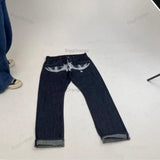 Wiaofellas Bat Print Black Jeans for Men Clothing High Street Harajuku Vintage Goth Y2k Mens Jeans Casual Broad Head Baggy Men Jeans Pants