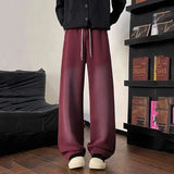 WIAOFELLAS  -  Gradient Color Men's Sweatpants Casual Drawstring Loose Straight Korean Style Wide Leg Elastic Waist Male Bottom
