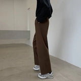 WIAOFELLAS  -  Winter Thick Woolen Pants Men Warm Fashion Cotton Black/Brown Suit Pants Men Loose Straight Pants Mens Casual Trousers S-2XL