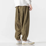 WIAOFELLAS  -  Spring Autumn Men's Elastic Waist Harem Pant Punk Hip Hop Straight Casual Trousers Joggers Male Harajuku Corduroy Streetwear