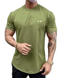 Wiaofellas  -  Men's Short Sleeve Sport T-Shirt Summer Solid Color Roung Neck Gym Slim Tees Youth Casual Breathe Running Top
