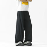 WIAOFELLAS  -  New Summer Men's Casual Pants Drawstring Contrast Color Patchwork Wide Leg Elastic Waist Straight Loose Male Bottom