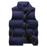 WIAOFELLAS  -  Corduroy Parkas Vest Men Stand Casual Keep Warm Loose Sleeveless Cotton Padded Harajuku Korean Style Teens Outwear All-match
