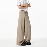 WIAOFELLAS  -  Khaki Suit Pants Men Fashion Society Mens Black Dress Pants Korean Loose Wide Leg Pants Mens Office Formal Trousers M-3XL