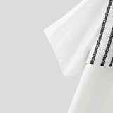 WIAOFELLAS  -  Men Shirt Lace Patchwork Pleated Lapel Short Sleeve Lace Up Men Clothing Summer Loose Streetwear Casual Male Shirts 2025