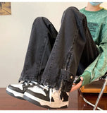 WIAOFELLAS  -  High Street Original American Trendy Wide Leg Jeans Men Autumn Winter New Korean Button Pocket Zipper Loose Straight Pants