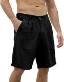 Wiaofellas  -  Men's Cotton and Linen Casual Beach Shorts Cotton Classic Summer Button-up Waist Shorts