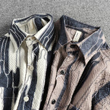 WIAOFELLAS  -  Personality abstract pattern pattern trend short-sleeved shirt men's American trend thin seersucker shirt