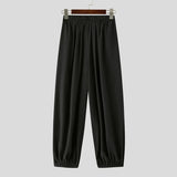 WIAOFELLAS  -  Men Pants Solid Color Elastic Waist Loose Wide Leg Trousers Men Streetwear 2025 Joggers Fashion Casual Long Pants S-5XL