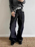 WIAOFELLAS  -  Fashion Baggy Denim Pants For Mens 2025 Spring Summer Trendy Pockets Patchwork Jean Trousers Vintage Men Loose Straight Jeans