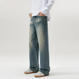 Wiaofellas  -  Brand Autumn New Fold Jeans Mens Baggy Casual Hip Hop Washed Jeans Skateboard Korean Fashion Men Daily Overalls
