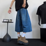 WIAOFELLAS  -  Niche Design Men's Jeans Rivets Decoration Washing Solid Color Straight New Loose Wide Leg Male Denim Pants Stylish