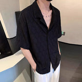 WIAOFELLAS  -  Summer Men's Clothing Light Luxury Jacquarded Suit Collar Shirts Streetwear Button-down Short Sleeve Retro Leisure Fashion M-3XL