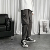 WIAOFELLAS  -  Ice Silk Straight Leg Casual Pants for Men Summer Thin Lightweight Loose Fit Versatile Workwear Nine-Tenths Length Trousers