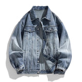 WIAOFELLAS  -  New Spring Autumn Men's Denim Jacket Vintage Loose Turn Down Collar Jean Outwear Coat Men Fashion Couple Streetwear Denim Jacket