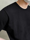 WIAOFELLAS  -  Casual Men's Round Neck solid color T-shirt New Korean Style Black Basic Loose Breathable simple Tops 2A2130