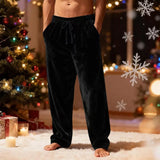 Wiaofellas  -  New Autumn Men's Solid Color Velvet Suit Pants Christmas Straight Leg Trousers Male Streetwear Fashion Loose Dress Pants