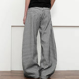 WIAOFELLAS  -  Men Plaid Pants Button Joggers Loose Casual Trousers Men Streetwear 2025 Fashion Leisure Male Wide Leg Long Pants S-5XL