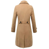 Wiaofellas  -  Vintage Double Breasted Woolen Overcoats Men Long Jackets Spring Fashion Solid Color Turn-down Collar Coats For Mens Streetwear
