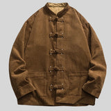 WIAOFELLAS  -  Chinese Style Casual Jackets Mens Thick Jacket Warm Retro Corduroy Cotton Padded Jacket Disc Buckle Solid Winter Jacket Men Coat