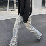 WIAOFELLAS  -  High Street 3D Digital Print Graffiti Straight Baggy Blue Jeans for Men Ropa Hombre Ripped Casual Denim Trousers Oversize Cargos