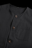 WIAOFELLAS  -  Men's Japanese Casual Vest, Retro Workwear Style, 100% Cotton Pocket Detail, Loose Fit for Outdoor and Cafe Work