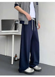 WIAOFELLAS  -  Trendy Men's Drawstring Design Contrast Color Trousers New Fashion Summer Loose High-waisted Wide Leg Pants Male