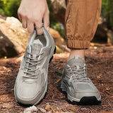 WIAOFELLAS  -  Large Size Mesh Surface Breathable Solid Color Outdoor Series Grip Wear-resistant Men's Lace-up Soft Sole Casual Hiking Shoes