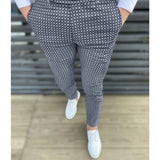 WIAOFELLAS  -  New Plaid Spot Pants For Men Fashion Business Casual Long Trousers Men Suit Pants Wedding Party Dress Social Clothing Breat