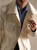 WIAOFELLAS  -  Luxury Italian Fashion Lapel Top Male Trench Coat Jacket Men Casual Office Jacket Men's Business Versatile Senior Mantel Wolle