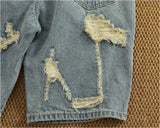 WIAOFELLAS  -  Ripped hole plankton handsome high street trend denim shorts men summer everything to do old washed pants five quarter pants
