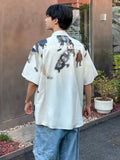 Wiaofellas  -  Japanese Style Summer Ice Silk Cool Shirt Men's Short sleeve Instagram Graffiti Print Shirt Loose American Trendy Pi Shuai Tops