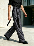 Wiaofellas  -  Regular double pleat ribbon striped trousers, men's loose wide-leg high-end casual suit pants