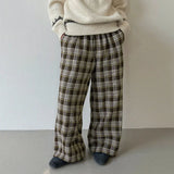 WIAOFELLAS  -  Men Plaid Pants Elastic Waist Joggers Loose Casual Trousers Men Streetwear Korean Style Fashion Male Wide Leg Pants