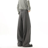 WIAOFELLAS  -  Grey Black Suit Pants Men Oversized Society Mens Dress Pants Korean Casual Loose Wide Leg Pants Mens Office Formal Trousers