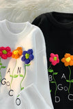 WIAOFELLAS  -  Harajuku Oversized Knitted Sweater Men Floral Embroidery Jumpers Japanese Fashion O-Neck Streetwear Couple Unisex Knitwear E173