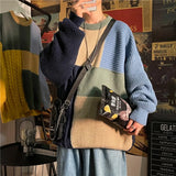 Wiaofellas New spot autumn and winter men's Hong Kong style print loose casual sweater pullover sweater