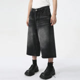 Wiaofellas  -  Korean Style Design Male Jeans Calf-length Pants Loose Wide Leg Trousers Straight Solid Color New Male Bottom Summer