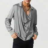 Wiaofellas  -  New Men's Casual Blouse Light Thin Shirt Loose Tops Long Sleeve Tee Shirt Spring Autumn Casual Men's Shirts