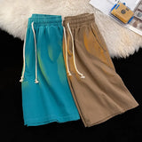 WIAOFELLAS  -  Summer Shorts Classic Solid Colour Thin Seaside Beach Pants Leisure Sports Straight Five Pants Elastic Waist Drawstring Shorts
