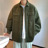 WIAOFELLAS  -  Retro Corduroy Shirt Men Loose Casual Workwear Jacket American Style Fashion