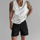 Wiaofellas  -  Mens Sports Fitness Casual Vests Genderless American Personality Versatile Streetwear Simple Solid Color Tank Tops Unisex