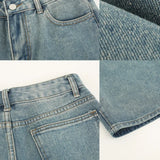 Wiaofellas  -  Summer Denim Shorts Men Fashion Retro Blue Denim Shorts Men Streetwear Korean Straight Jeans Mens Vintage Jean Shorts M-2XL