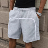 Wiaofellas  -  Men's Casual Straight Leg Quick Dry Solid Color Five-Quarter Shorts Polyester Fiber Spring Season Sport Style Daily Wear