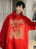 WIAOFELLAS  -  New Goth Letter Print Hooded Sweatshirts For Men Vintage Cotton Fleece Hoodies Hip Hop Fashion Y2K Streetwear Hoody Clothes