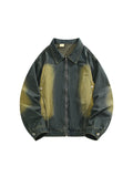 WIAOFELLAS  -  Men's American Distressed High Street Tie-Dye Workwear Denim Jacket Trendy Brand Retro Handsome Hip Hop Loose Casual Zipper Coat
