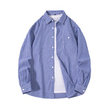 Wiaofellas  -  Men's Cotton Plaid Shirts Autumn Single Breaste Smart Casual Work Shirt Long Sleeved Tops Spring Summer Workwear Shirts Men Tops